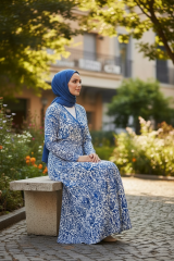 BAĞLAMALI MODEL PAMUK VİSKON NAMAZ ELBİSESİ