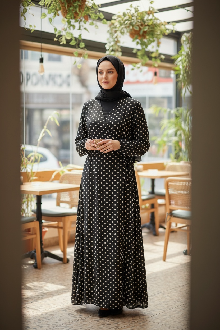 PAMUK VİSKON BAĞLAMALI MODEL NAMAZ ELBİSESİ