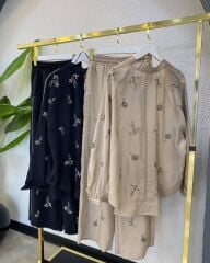 İNCE KUPRA KUMAŞ PANTOLONLU KİMONA TAKIM