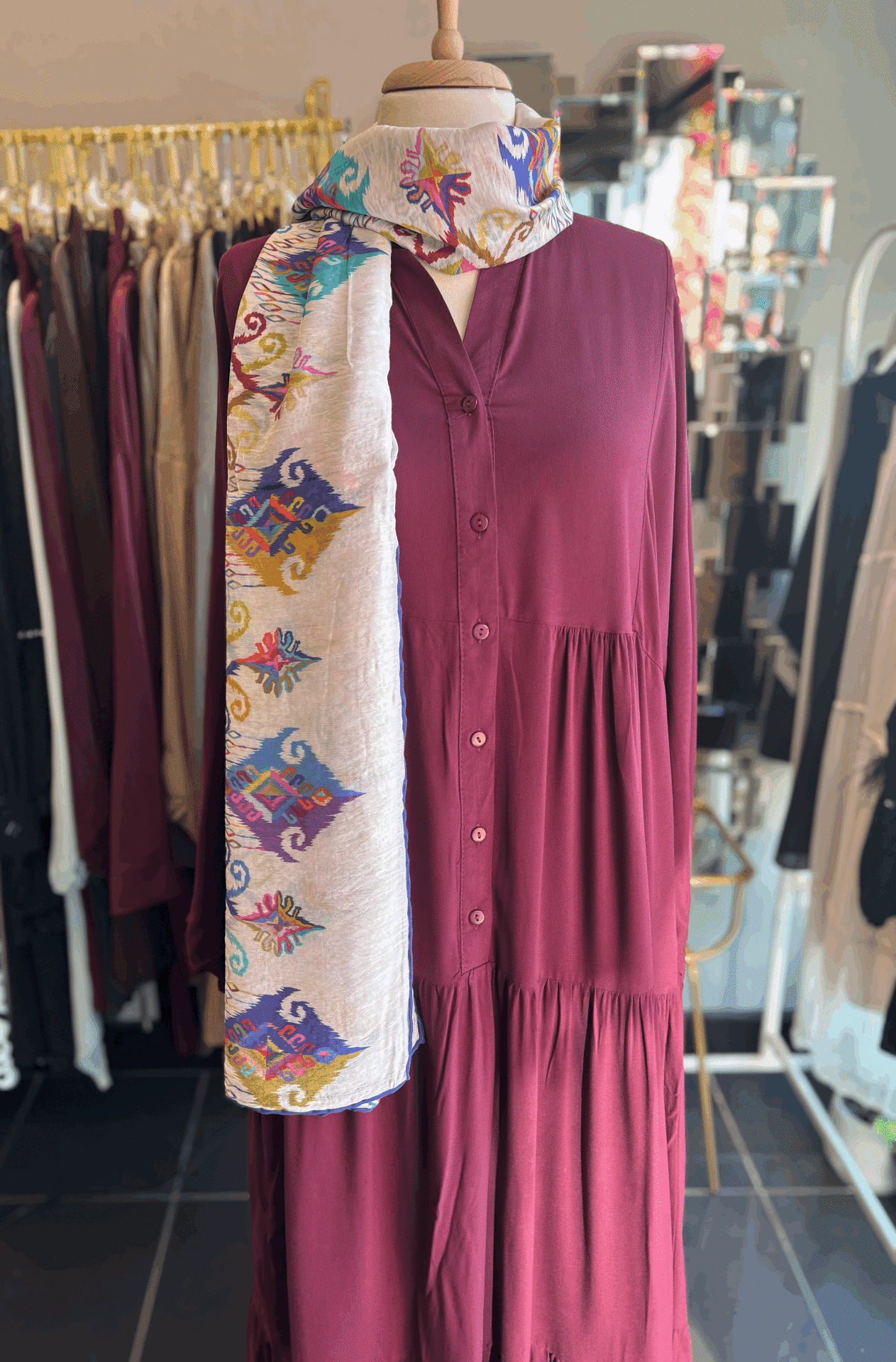 PAMUK VİSKON KUMAŞ KAT KAT MODEL ELBİSE