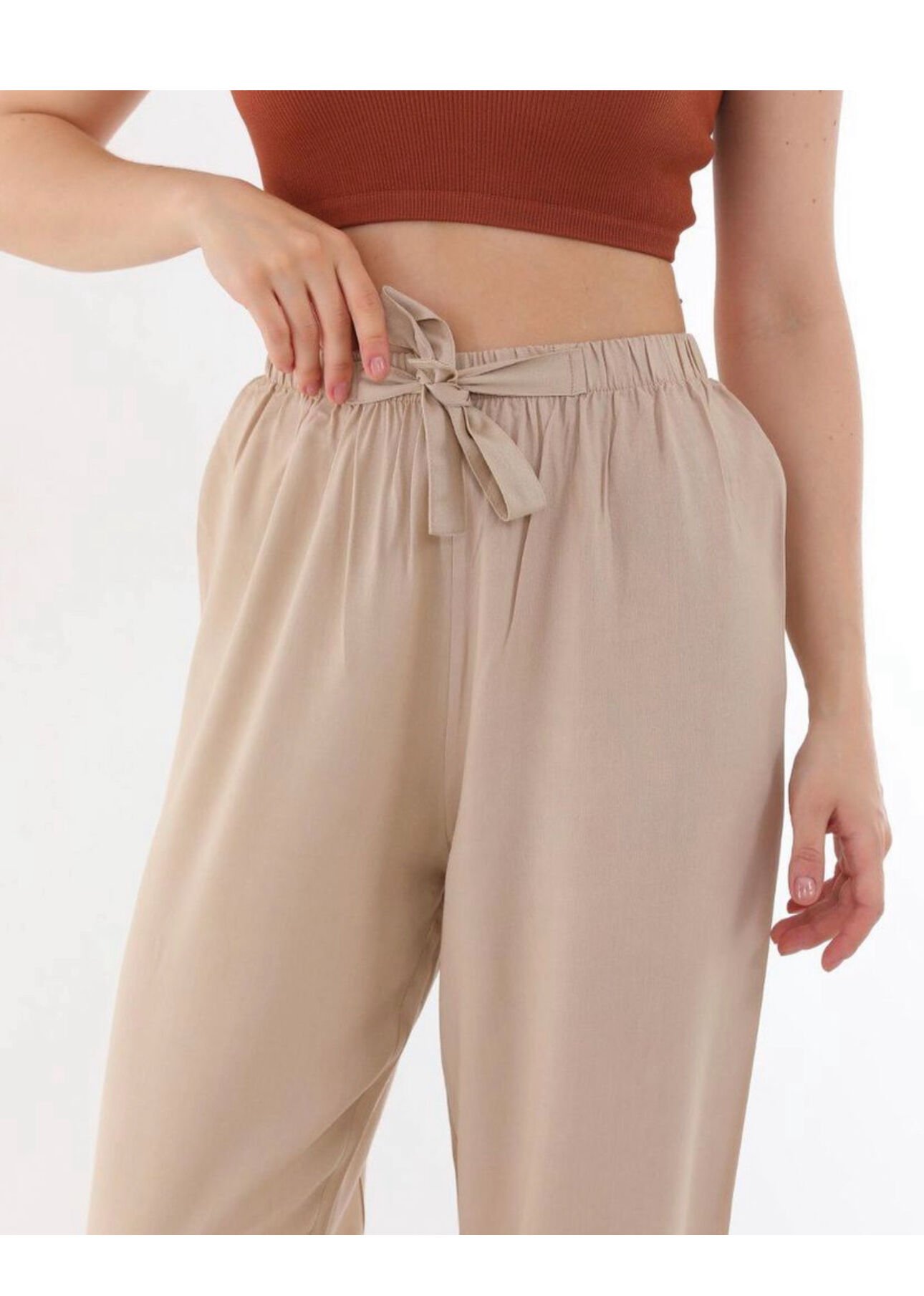 PAMUK VİSKON KUMAŞ LASTİKLİ PANTOLON