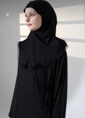 PAMUKLU PENYE KUMAŞ KENDİNDEN BAŞÖRTÜLÜ NAMAZ ELBİSESİ