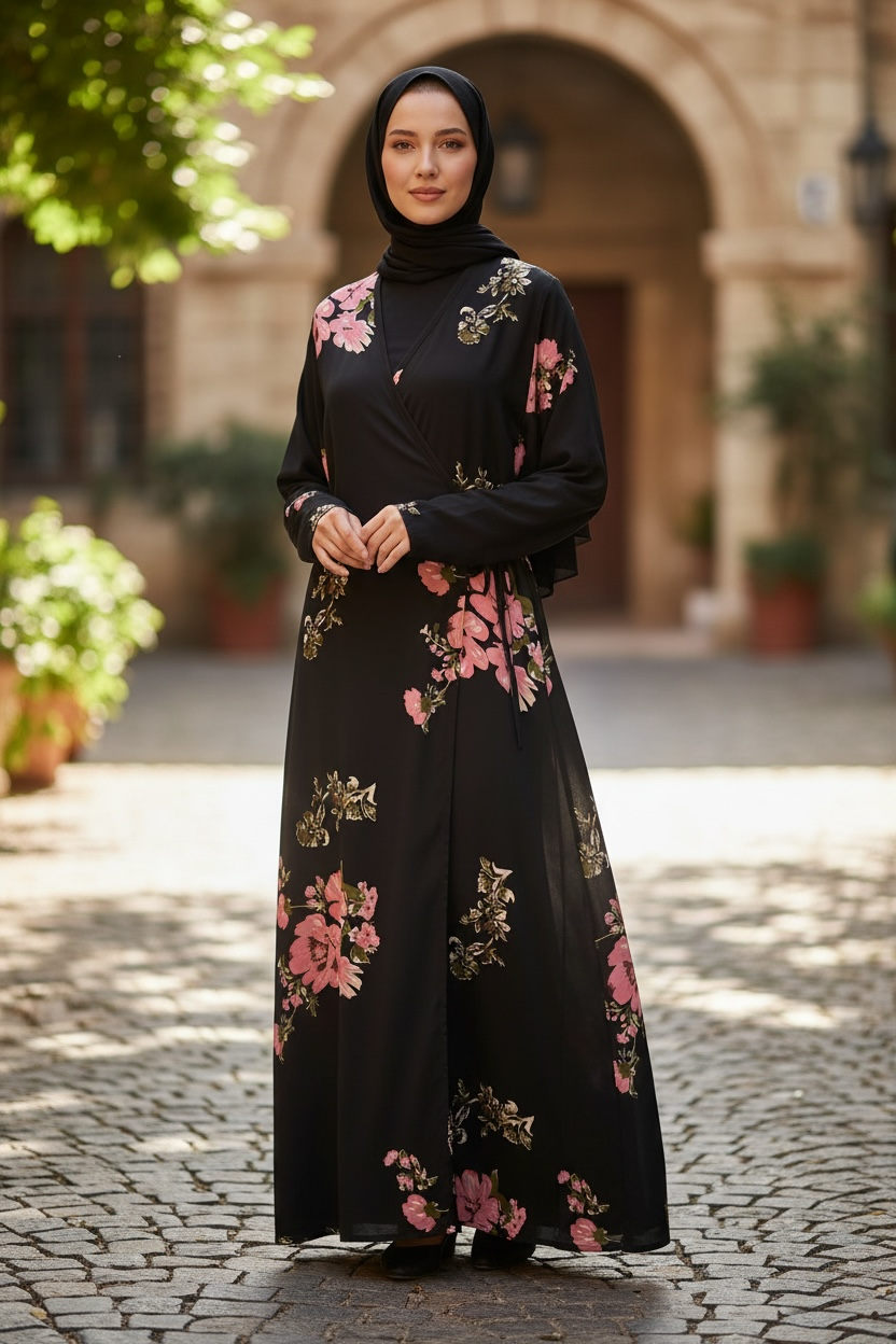 PAMUK VİSKON BAĞLAMALI MODEL NAMAZ ELBİSESİ